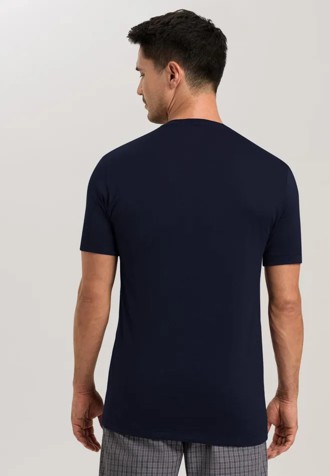 Cotton Crew Neck TShirt Black Iris Men HANRO Pajama Tops