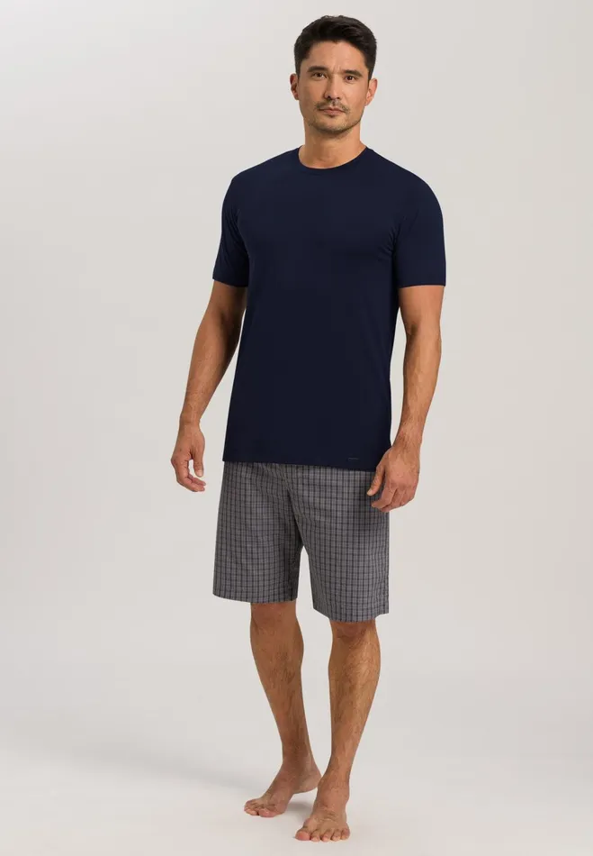 Cotton Crew Neck TShirt Black Iris Men HANRO Pajama Tops