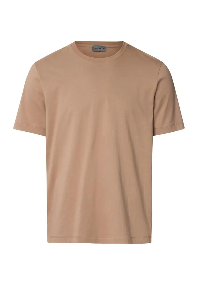 Cotton Crew Neck TShirt Portabella Beige Men HANRO Pajama Tops