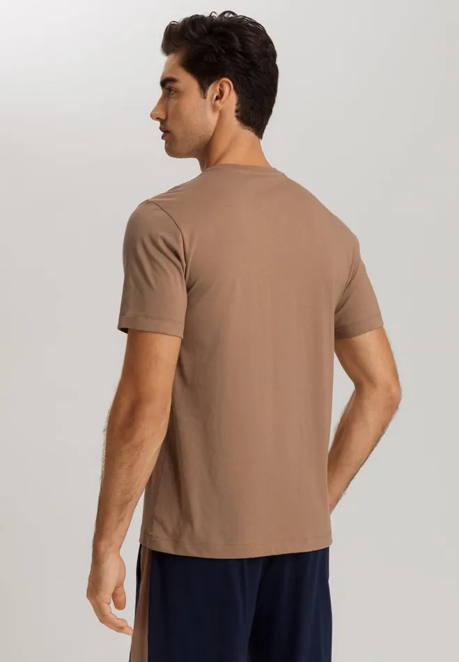 Cotton Crew Neck TShirt Portabella Beige Men HANRO Pajama Tops