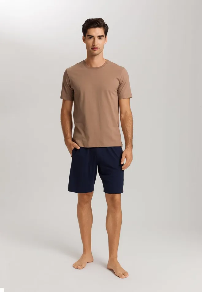 Cotton Crew Neck TShirt Portabella Beige Men HANRO Pajama Tops