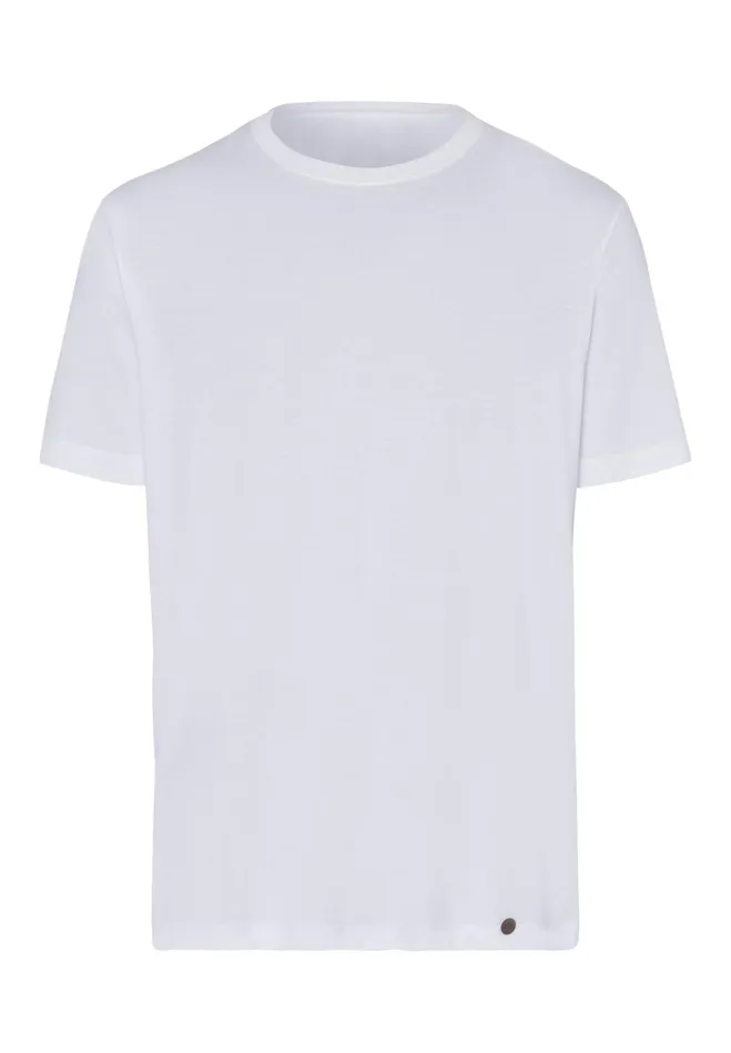 Cotton Crew Neck TShirt White Men HANRO Pajama Tops