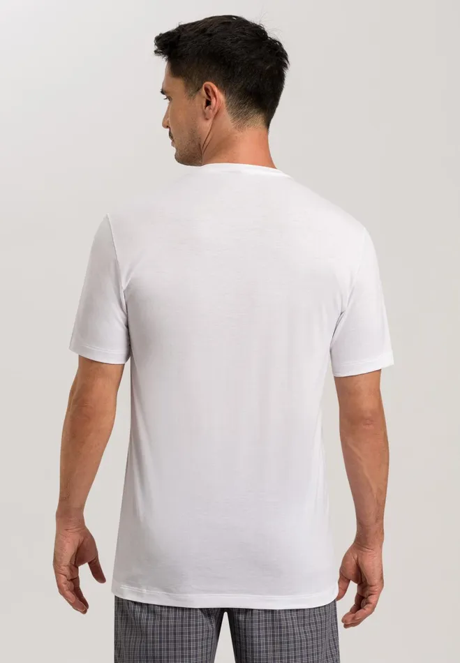 Cotton Crew Neck TShirt White Men HANRO Pajama Tops