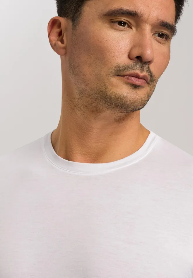 Cotton Crew Neck TShirt White Men HANRO Pajama Tops