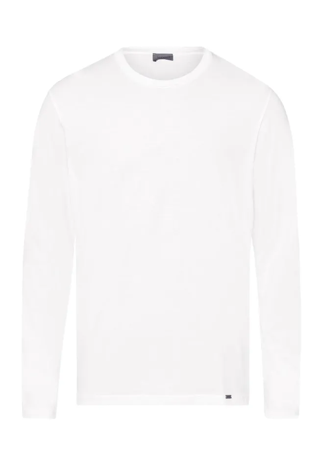Cotton Crew Neck Top White Men HANRO Pajama Tops