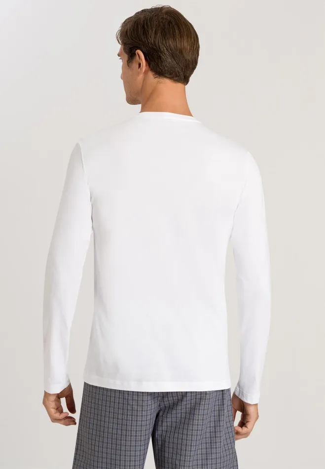 Cotton Crew Neck Top White Men HANRO Pajama Tops