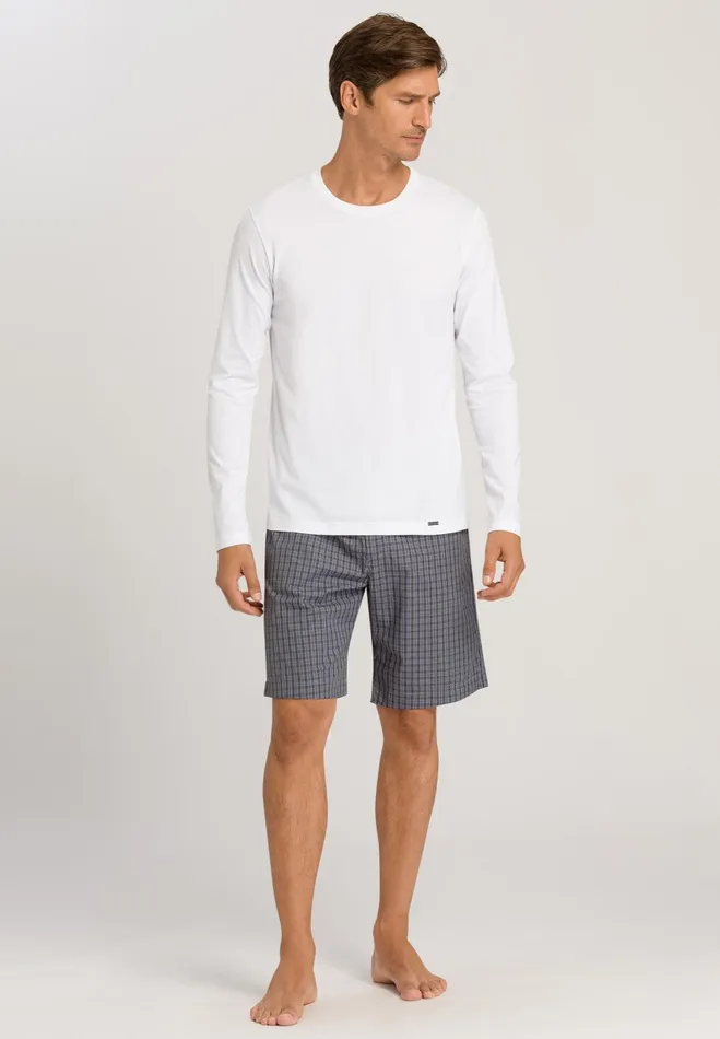 Cotton Crew Neck Top White Men HANRO Pajama Tops