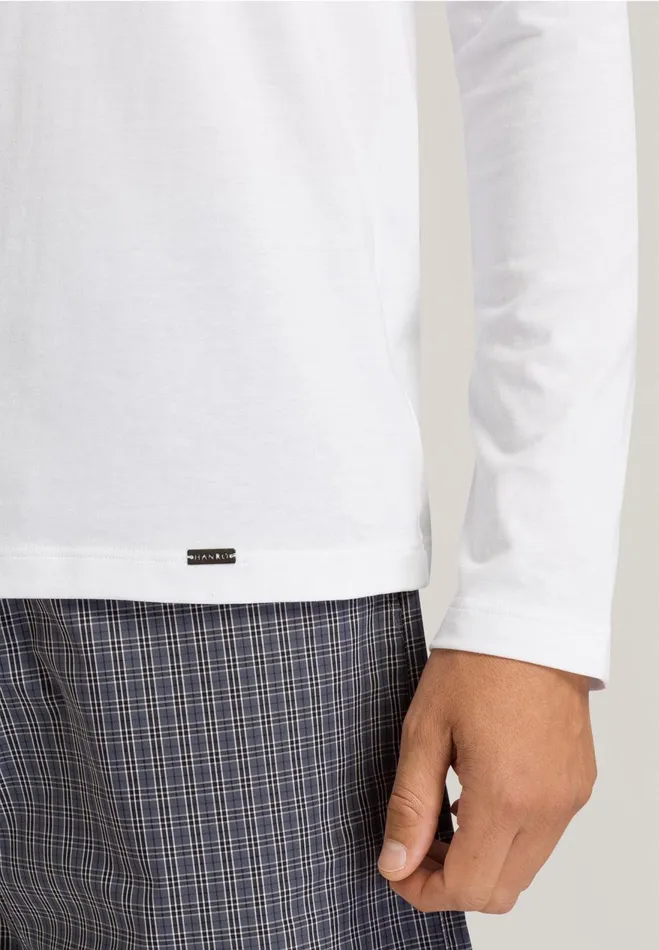 Cotton Crew Neck Top White Men HANRO Pajama Tops