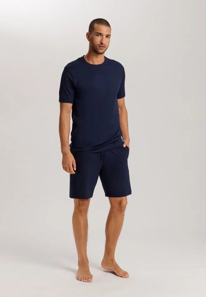 Cotton Drawstring Shorts Deep Navy Men HANRO Night And Day