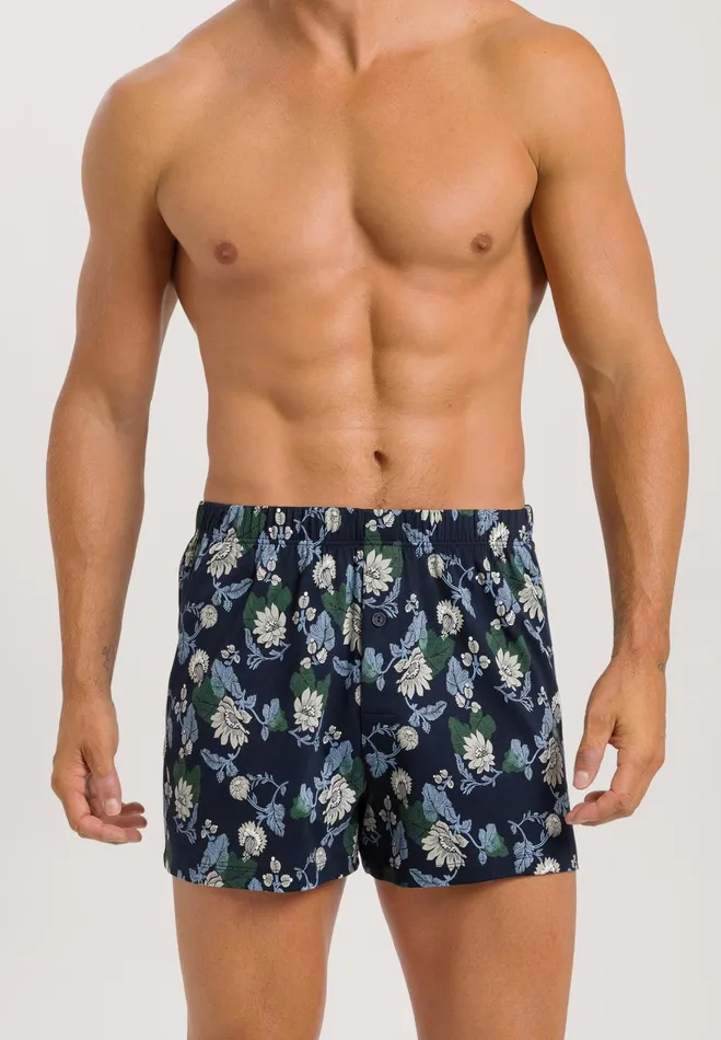 Cotton Knit Boxers Fine Lined Print Men HANRO Boxers