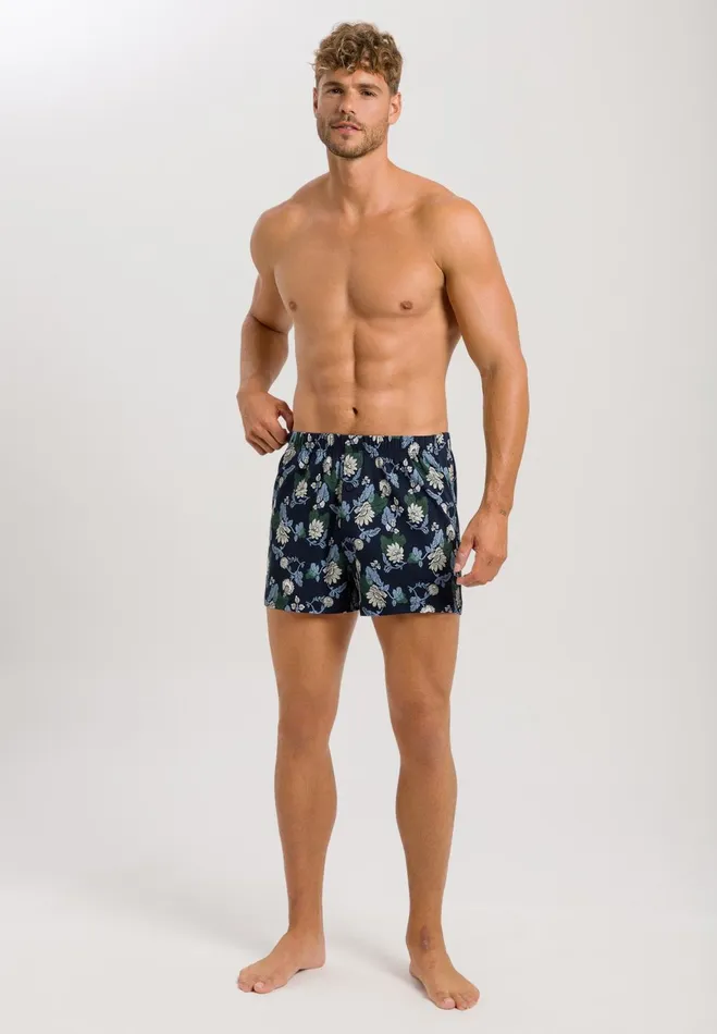 Cotton Knit Boxers Fine Lined Print Men HANRO Boxers