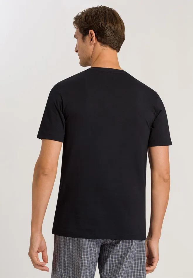 Cotton VNeck TShirt Black Men HANRO Pajama Tops