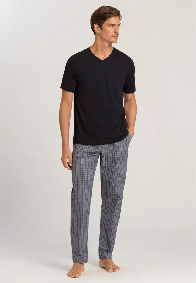 Cotton VNeck TShirt Black Men HANRO Pajama Tops