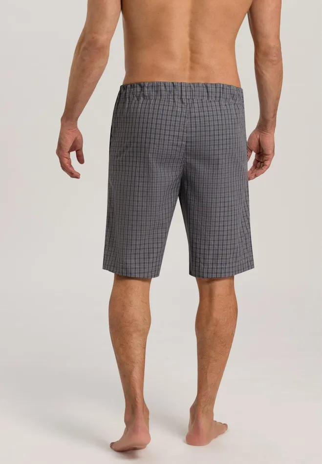 Cotton Woven Drawstring Shorts Grey Check Men HANRO Pajama Bottoms