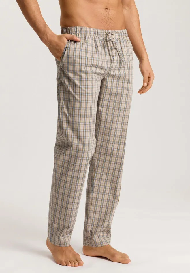 Cotton Woven Pajama Pants Amber Check Men HANRO Pajama Bottoms