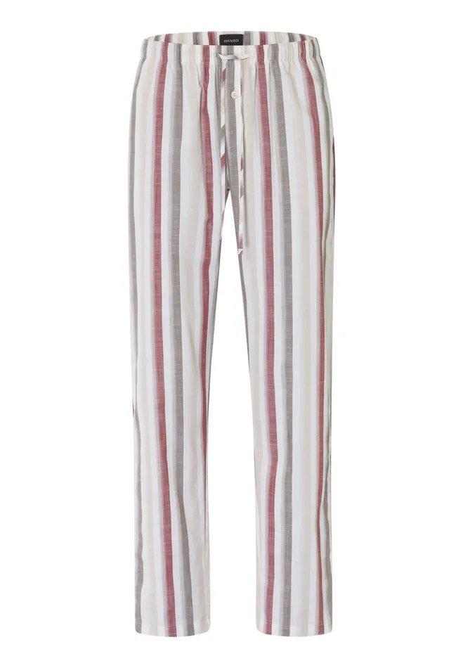 Cotton Woven Pajama Pants Russet Beige Stripe Men HANRO Pajama Bottoms