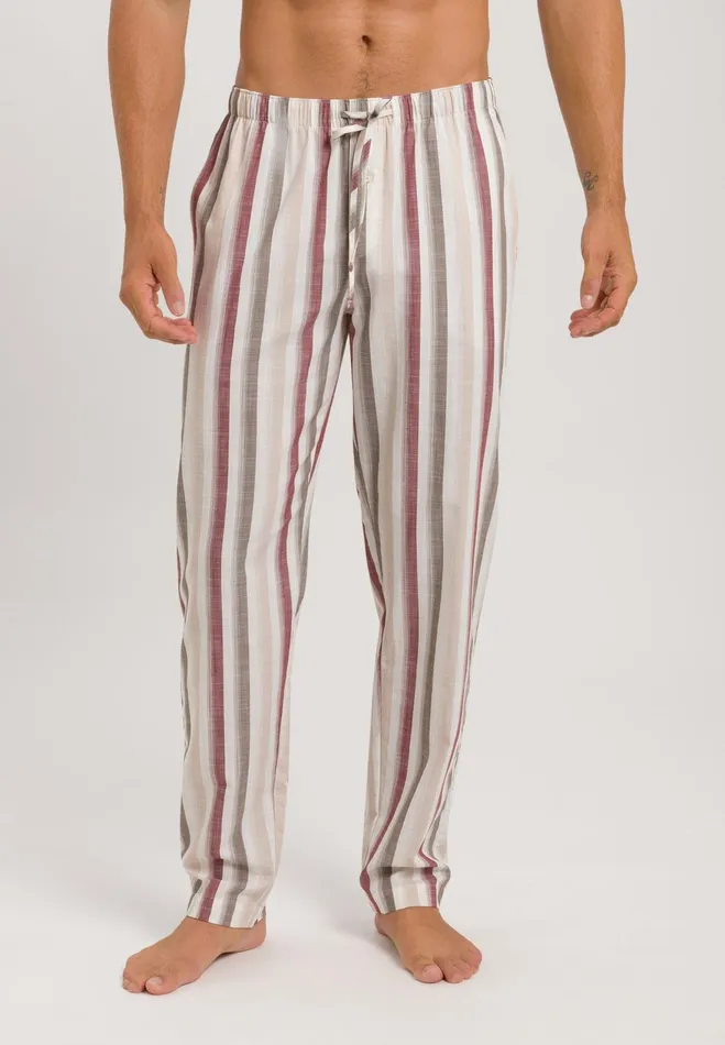Cotton Woven Pajama Pants Russet Beige Stripe Men HANRO Pajama Bottoms