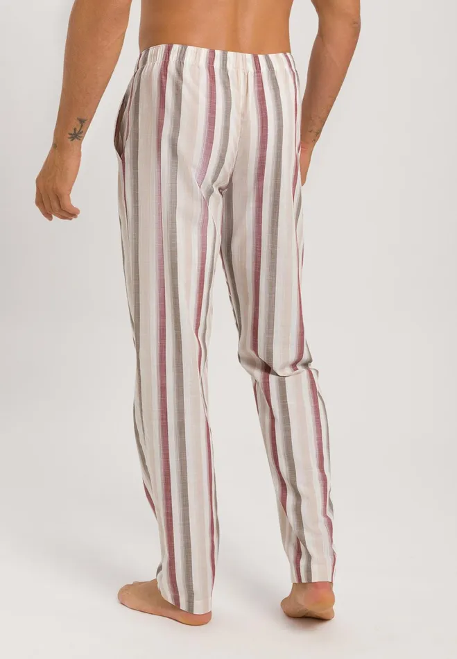 Cotton Woven Pajama Pants Russet Beige Stripe Men HANRO Pajama Bottoms