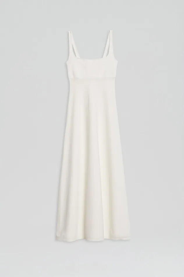 CREPE KNIT SQUARE NECK DRESS CREAM Women Dresses Scanlan Theodore CREPE KNIT SQUARE NECK DRESS CREAM Women Dresses Scanlan Theodore