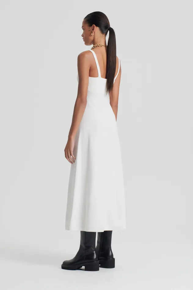 CREPE KNIT SQUARE NECK DRESS CREAM Women Dresses Scanlan Theodore CREPE KNIT SQUARE NECK DRESS CREAM Women Dresses Scanlan Theodore