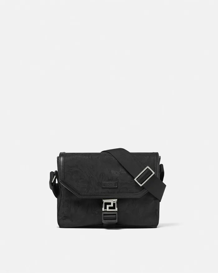 Crossbody and Messengers Men Versace Neo Nylon Jacquard Messenger Bag Black