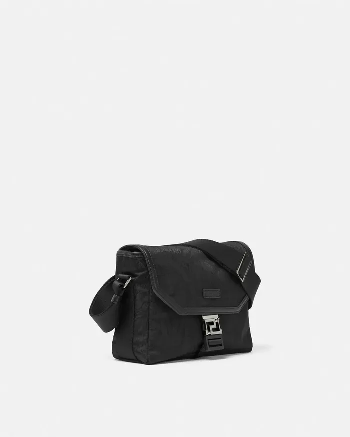 Crossbody and Messengers Men Versace Neo Nylon Jacquard Messenger Bag Black