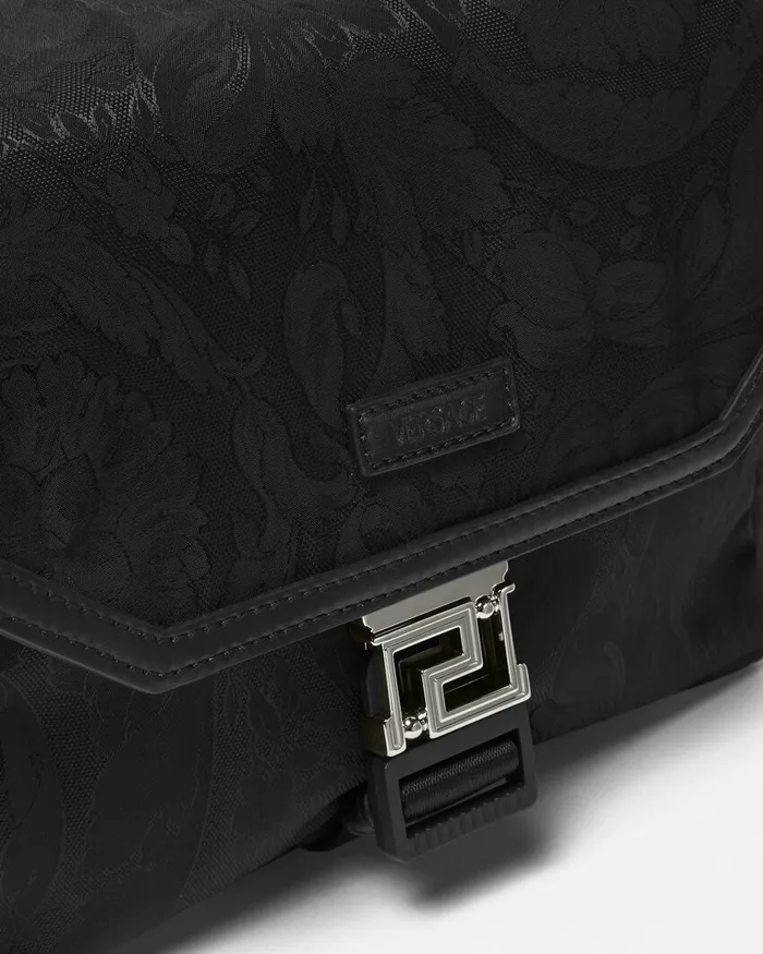 Crossbody and Messengers Men Versace Neo Nylon Jacquard Messenger Bag Black