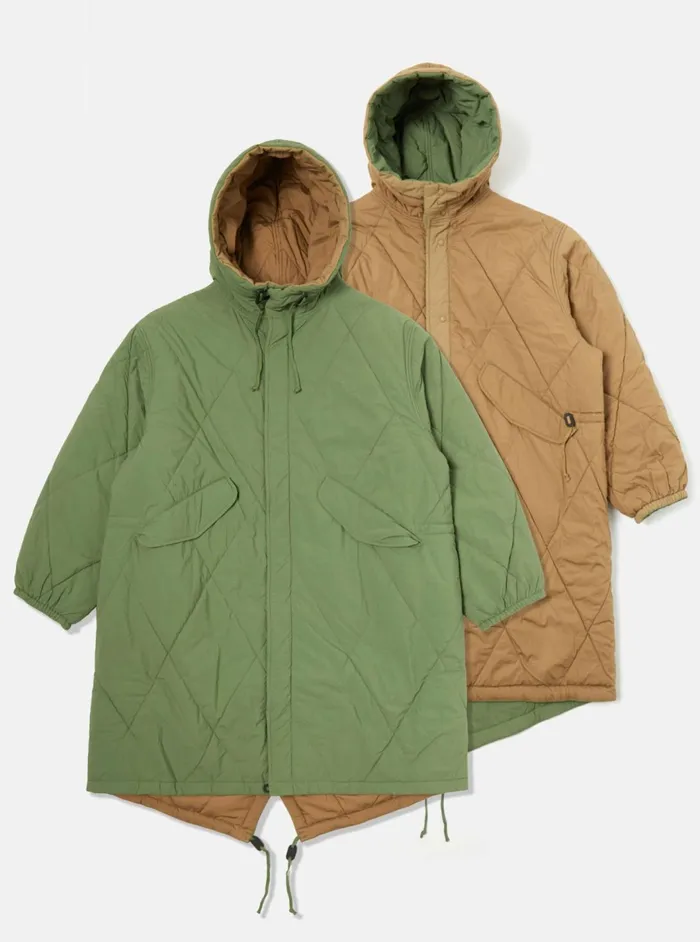 Diamond Quilt Parka In Green Recycled Nylon Men Universal Works Coats and Outerwear
