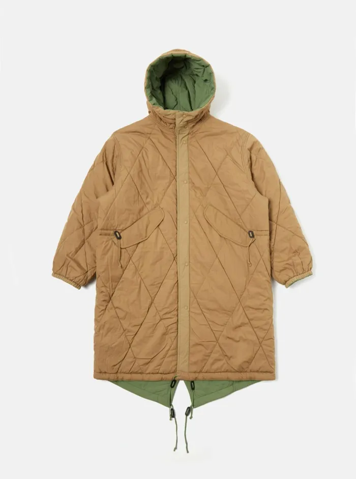 Diamond Quilt Parka In Green Recycled Nylon Men Universal Works Coats and Outerwear