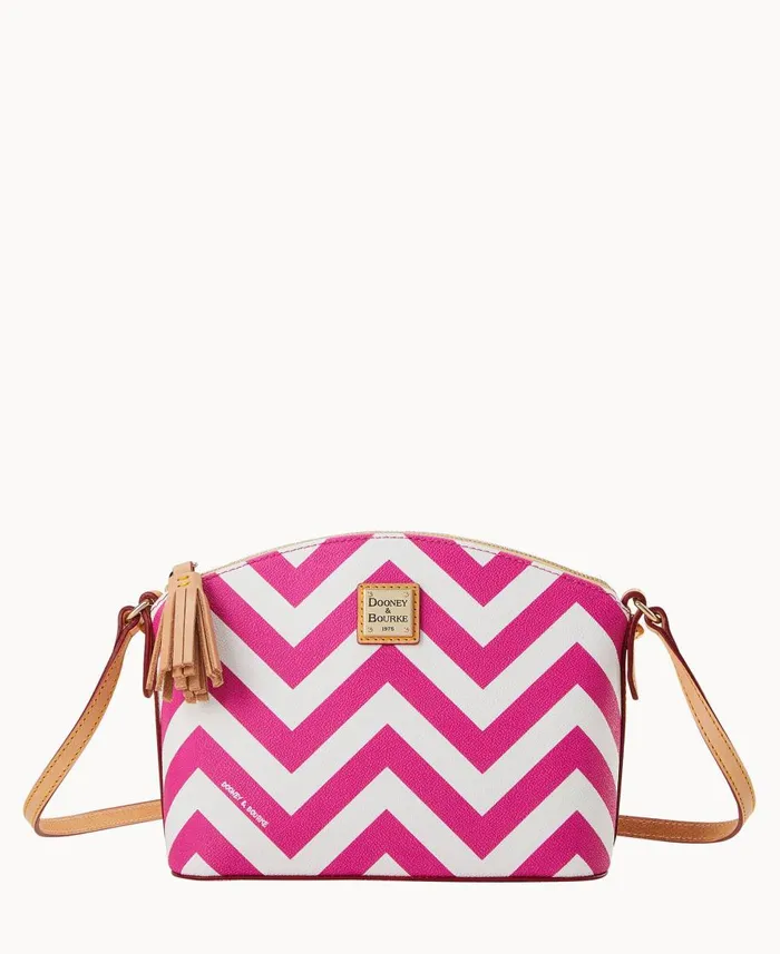 Dooney and Bourke Crossbodies Chevron Robin Crossbody Fuchsia 8211 WomenMen