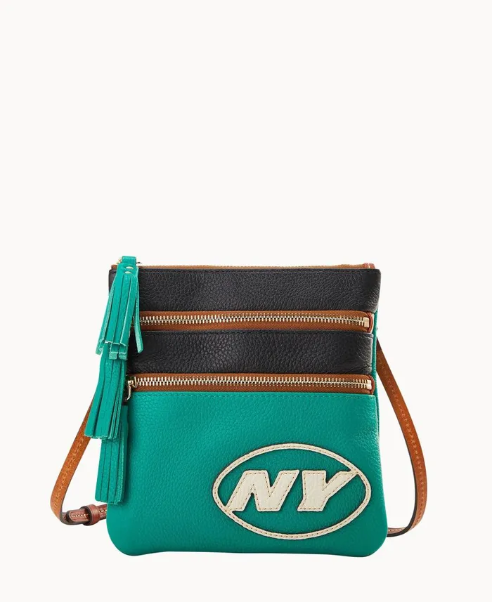 Dooney and Bourke Crossbodies NFL Jets Triple Zip Crossbody Jets 8211 WomenMen Dooney and Bourke Crossbodies NFL Jets Triple Zip Crossbody Jets 8211 WomenMen
