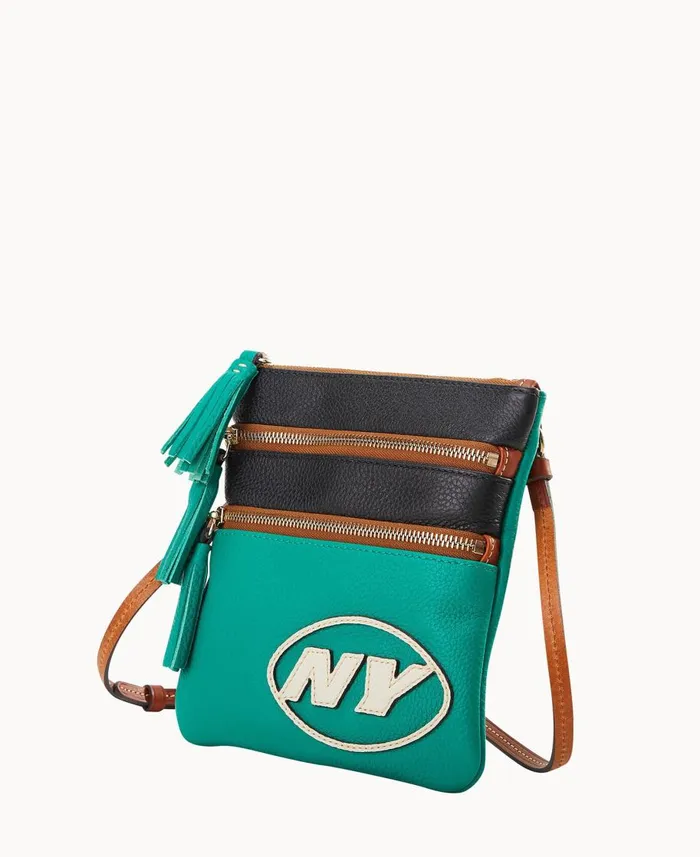Dooney and Bourke Crossbodies NFL Jets Triple Zip Crossbody Jets 8211 WomenMen Dooney and Bourke Crossbodies NFL Jets Triple Zip Crossbody Jets 8211 WomenMen