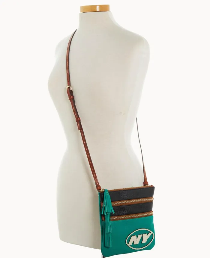 Dooney and Bourke Crossbodies NFL Jets Triple Zip Crossbody Jets 8211 WomenMen Dooney and Bourke Crossbodies NFL Jets Triple Zip Crossbody Jets 8211 WomenMen
