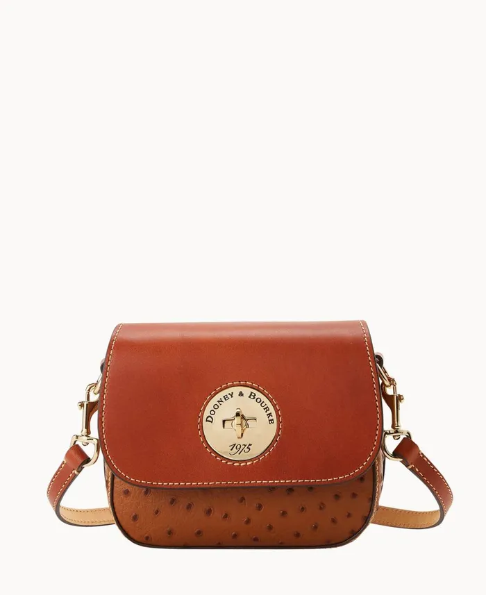 Dooney and Bourke Crossbodies Ostrich Turnlock Flap Saddle Caramel 8211 WomenMen Dooney and Bourke Crossbodies Ostrich Turnlock Flap Saddle Caramel 8211 WomenMen