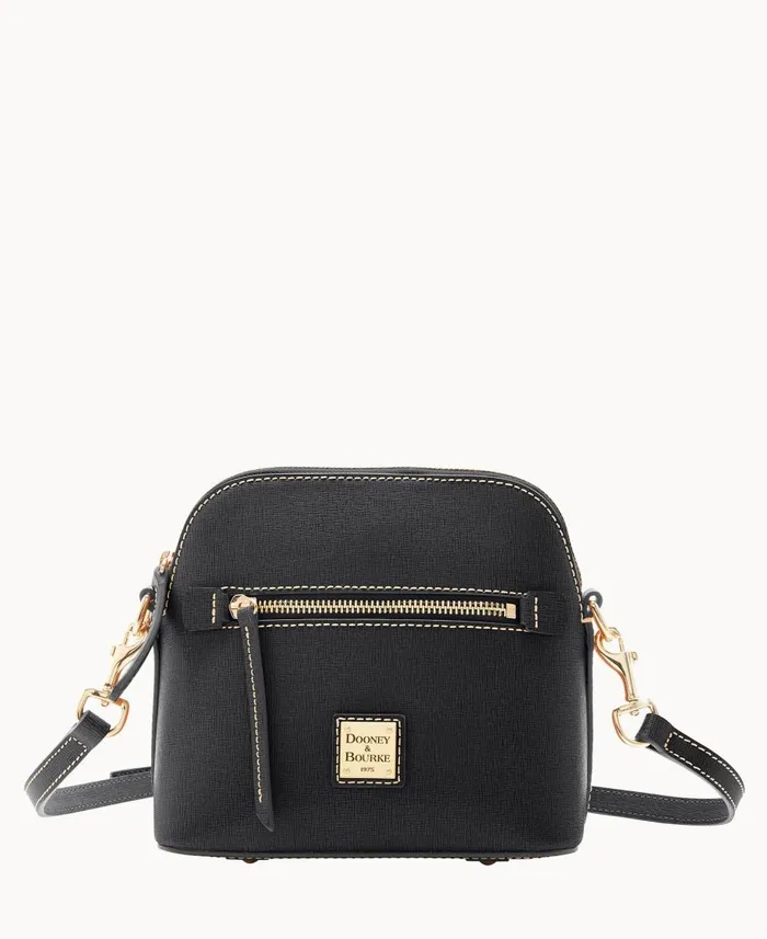 Dooney and Bourke Crossbodies Saffiano Domed Crossbody Black 8211 WomenMen