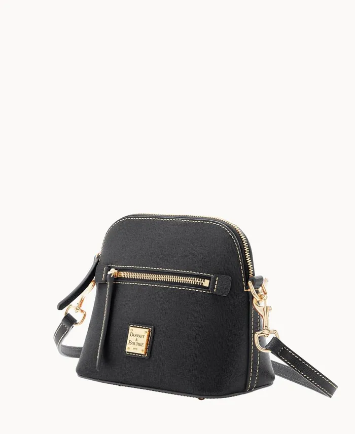 Dooney and Bourke Crossbodies Saffiano Domed Crossbody Black 8211 WomenMen