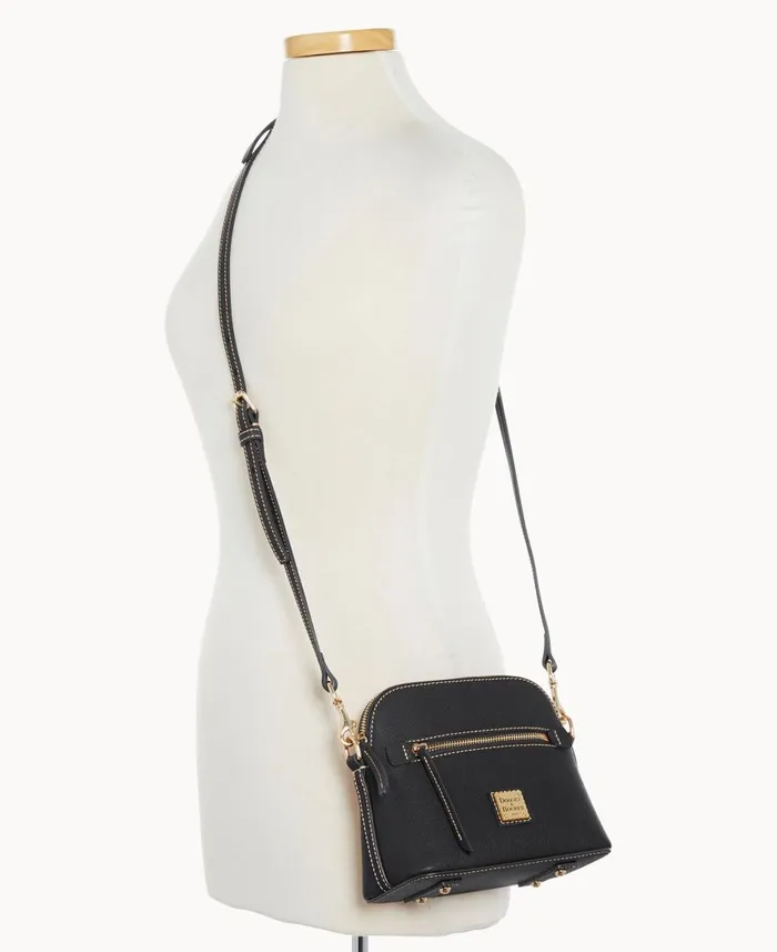 Dooney and Bourke Crossbodies Saffiano Domed Crossbody Black 8211 WomenMen