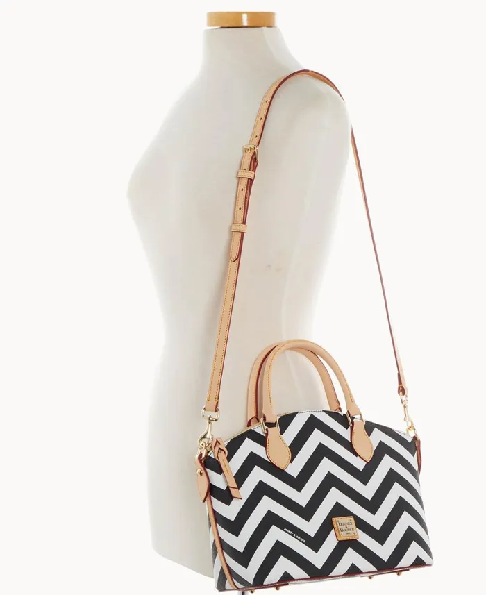 Dooney and Bourke Satchels Chevron Geena Satchel Black 8211 WomenMen