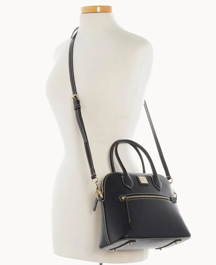 Dooney and Bourke Satchels Saffiano Domed Satchel Black 8211 WomenMen