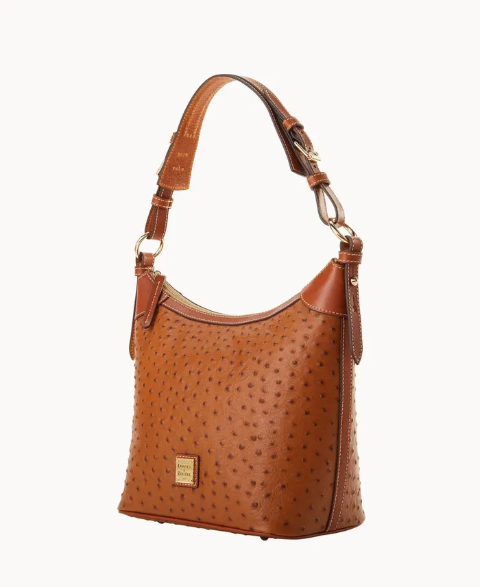 Dooney and Bourke Shoulder Bags Ostrich Hobo Sac Caramel 8211 WomenMen