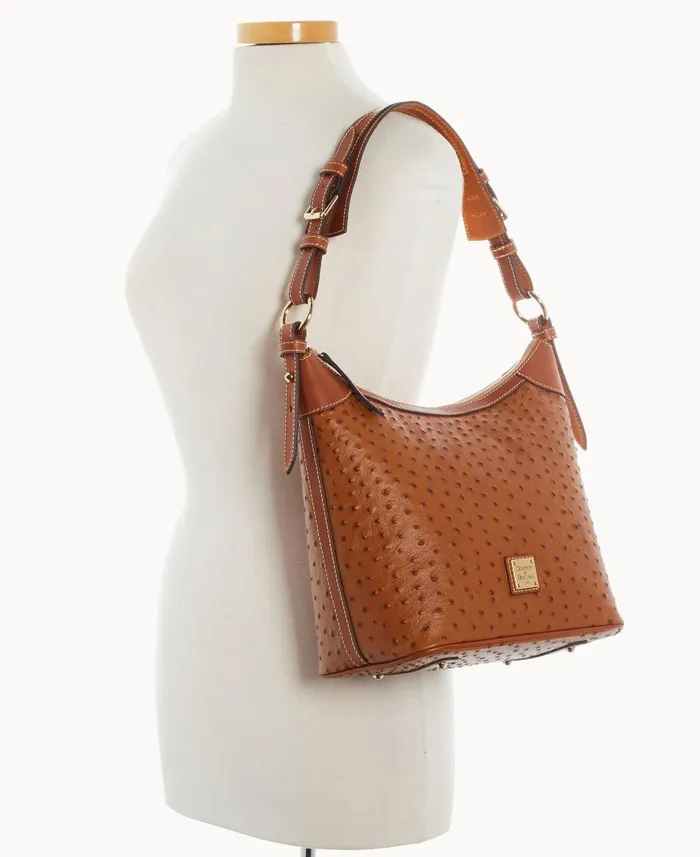 Dooney and Bourke Shoulder Bags Ostrich Hobo Sac Caramel 8211 WomenMen