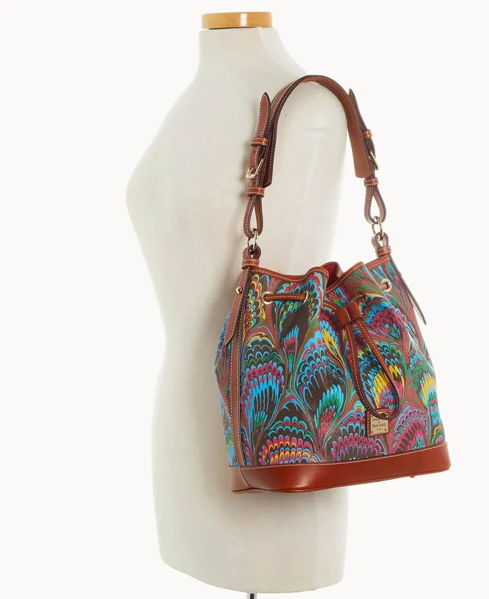 Dooney and Bourke Shoulder Bags Plumes Drawstring Brown 8211 WomenMen