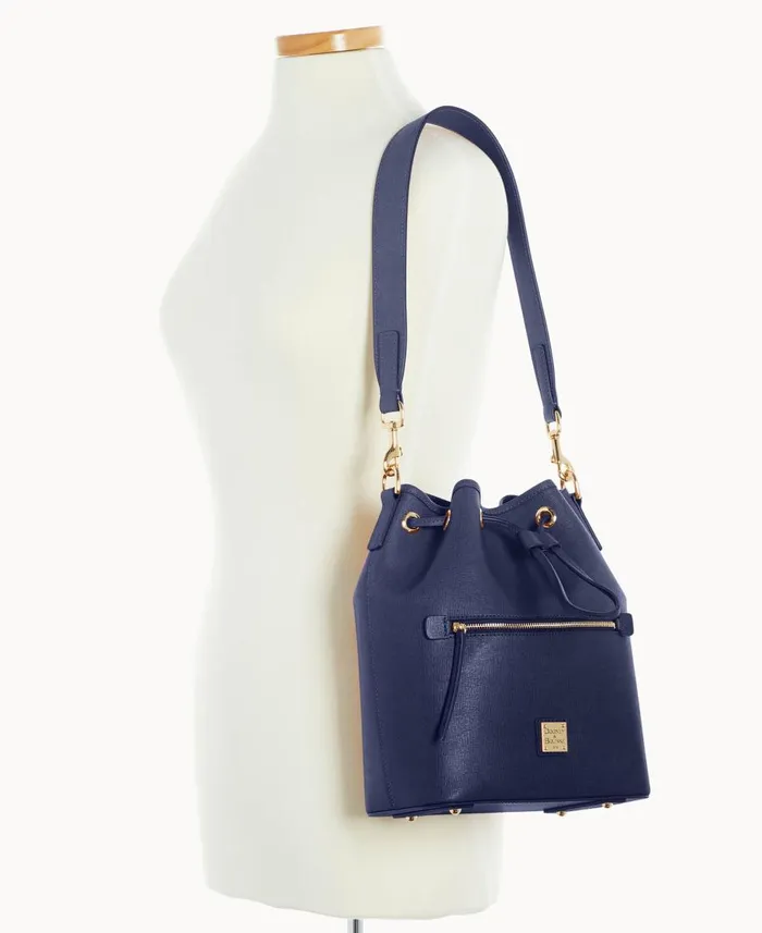 Dooney and Bourke Shoulder Bags Saffiano Drawstring Marine 8211 WomenMen