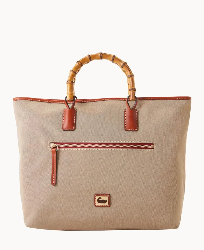Dooney and Bourke Totes Bamboo Handle Tote Khaki 8211 WomenMen