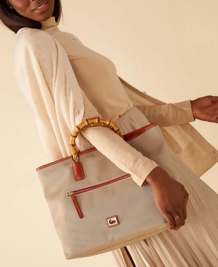 Dooney and Bourke Totes Bamboo Handle Tote Khaki 8211 WomenMen