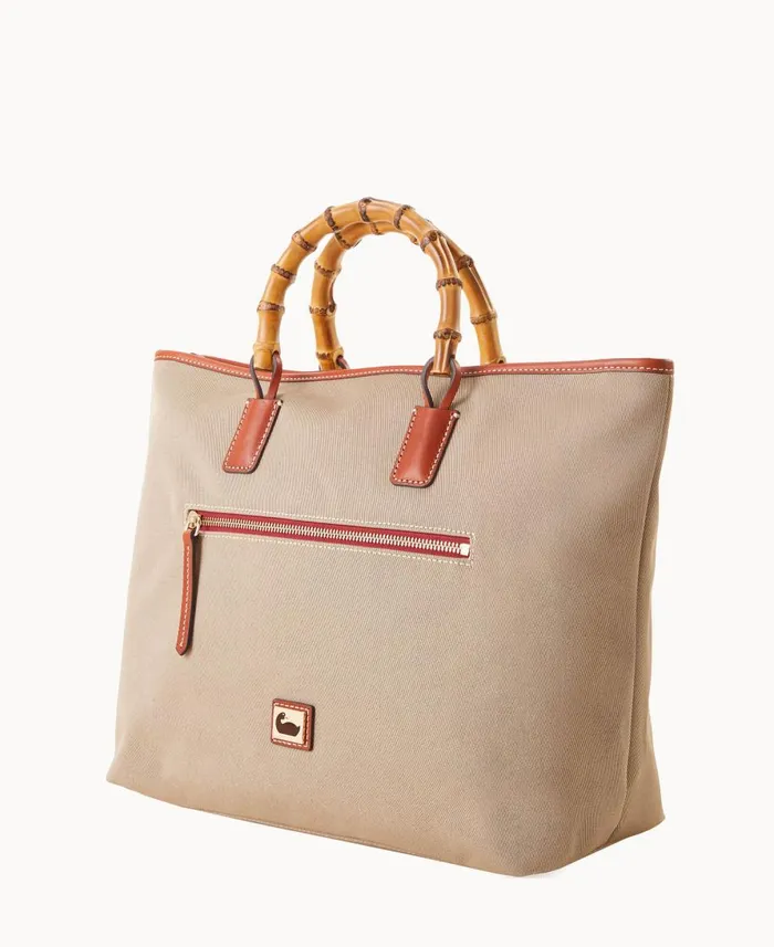 Dooney and Bourke Totes Bamboo Handle Tote Khaki 8211 WomenMen