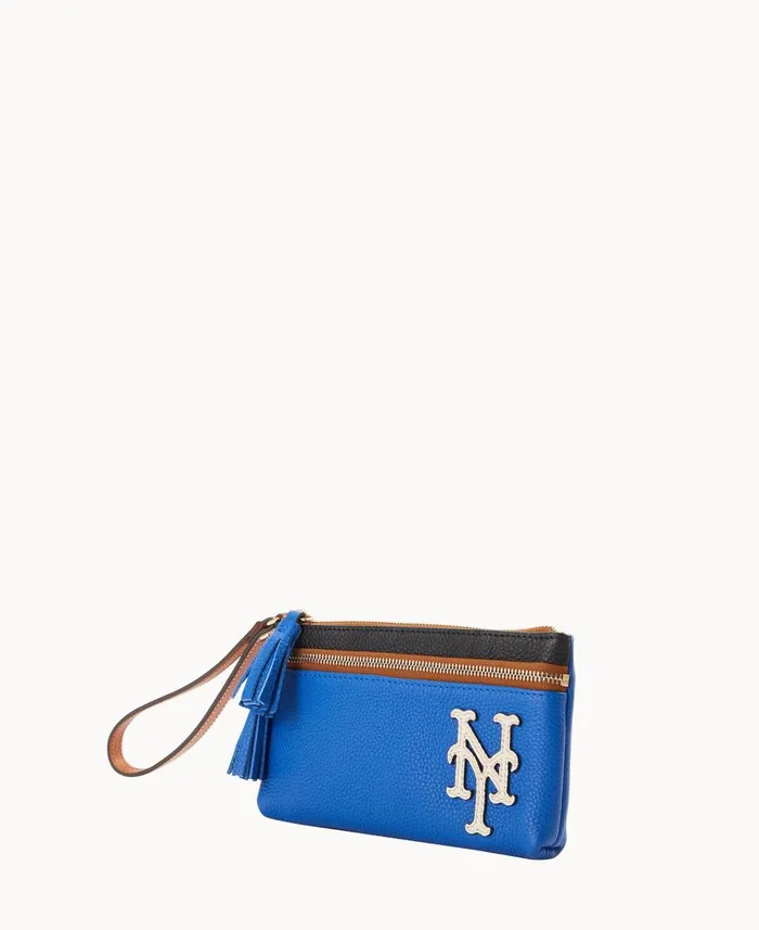 Dooney and Bourke Wallets MLB Mets Double Zip Wristlet Mets 8211 WomenMen