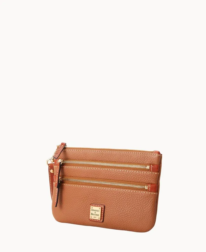 Dooney and Bourke Wallets Pebble Grain Triple Zip Wristlet Caramel 8211 WomenMen Dooney and Bourke Wallets Pebble Grain Triple Zip Wristlet Caramel 8211 WomenMen
