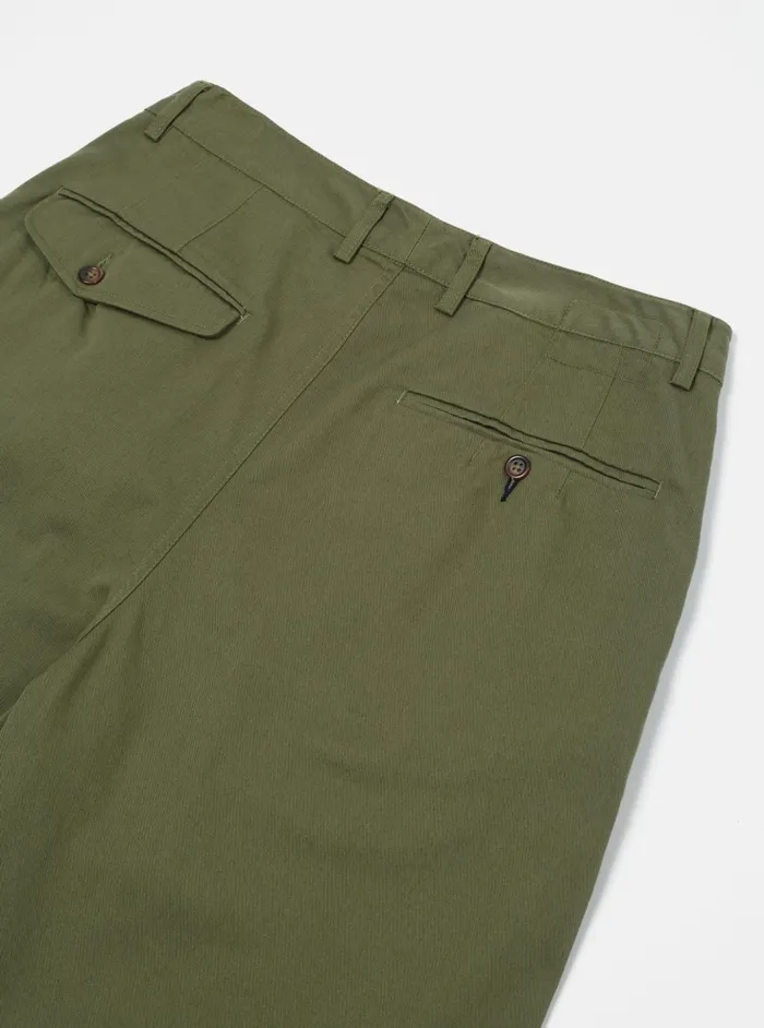 Double Pleat Pant In Light Olive Twill Men Universal Works Cotton Twill