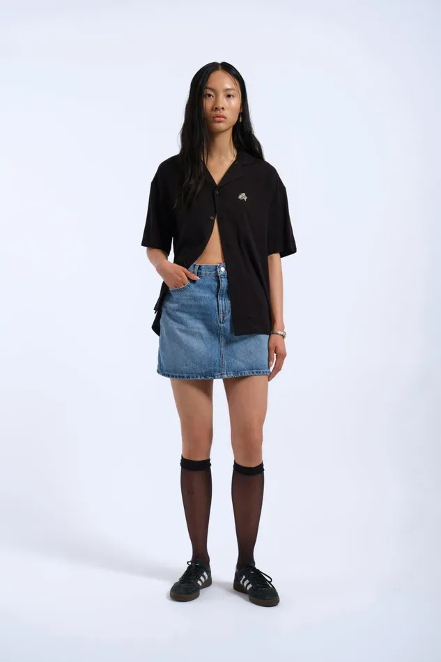 Dr Denim Shirts Women Madi Shirt 8211 Black YLW Embroidery Black Ylw Embroidery